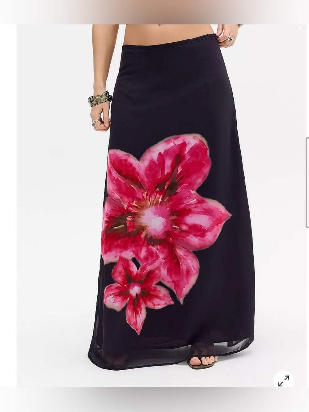 Anthropologie Motel Maxi Skirt Lined Large Flower Print size M